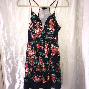 Love J Navy Blue w/ Floral Summer Dress Size M